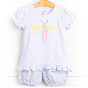 Dreamy Dragonfly Applique Bloomer Set, Pink