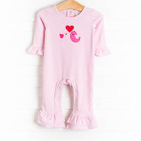 Love Birds Applique Romper, Pink