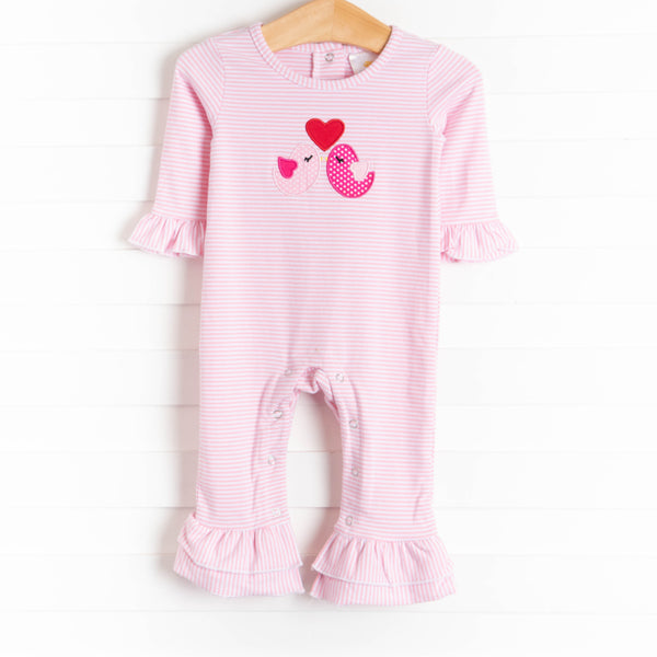 Love Birds Applique Romper, Pink