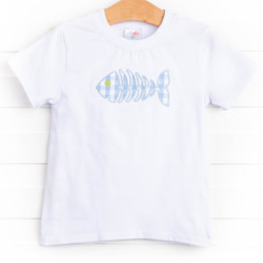 Bone Fish Applique Shirt, White