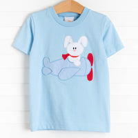 Bunny Takes Flight Applique Shirt, Blue