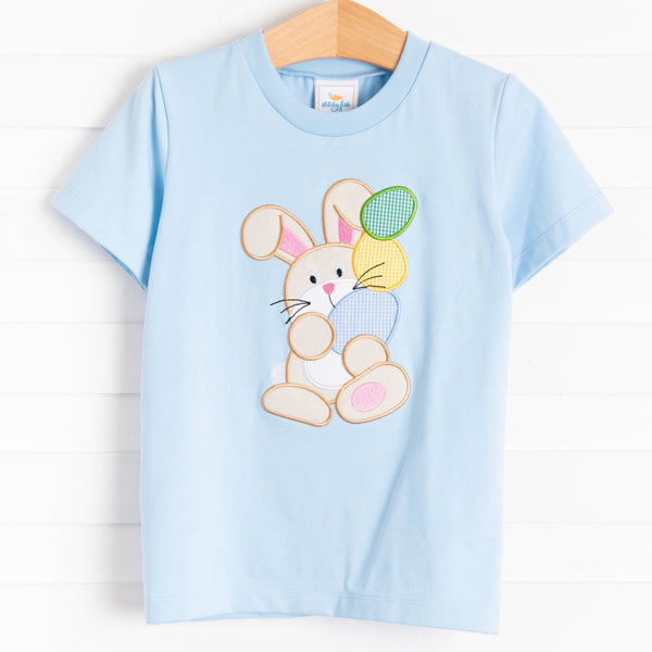 Egg-static Bunny Applique Shirt, Blue