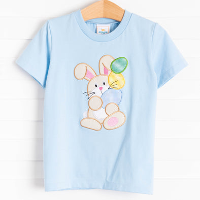 Egg-static Bunny Applique Shirt, Blue