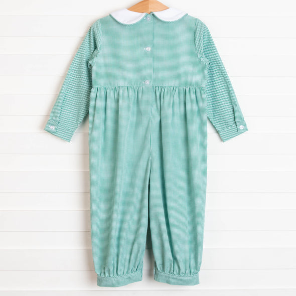 Candy Cane Lane Smocked Romper, Green