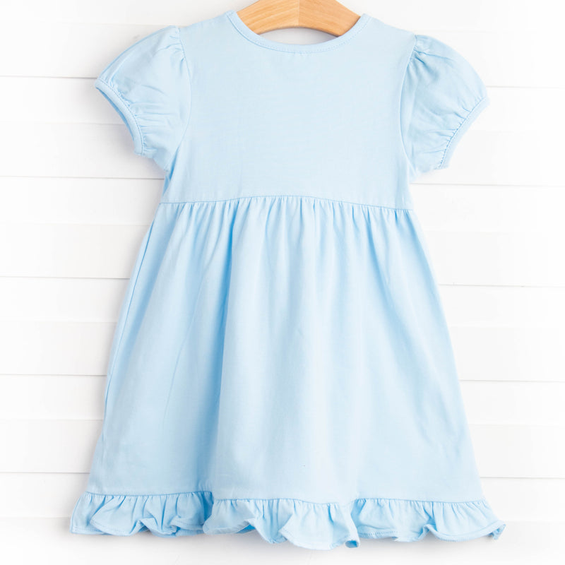 Fresh Cut Flowers Applique Dress, Blue Stitchy Fish Fresh Cut Flowers Applique Dress, Blue Stitchy Fish