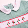 Candy Cane Lane Smocked Romper, Green