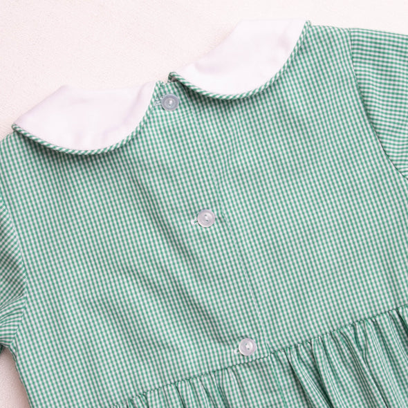 Candy Cane Lane Smocked Romper, Green