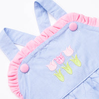 Time for Tulips Applique Dress, Blue
