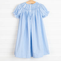 Let It Snow Smocked Dress, Blue