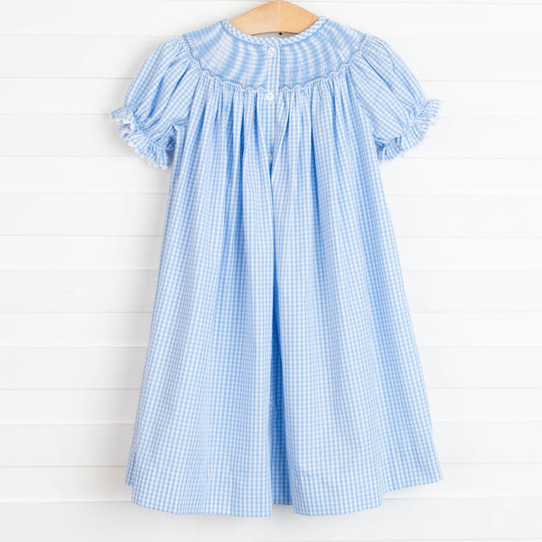 Let It Snow Smocked Dress, Blue
