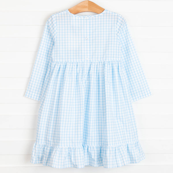 Santa's Helpers Applique Dress, Blue