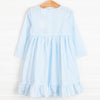 Santa's Helpers Applique Dress, Blue