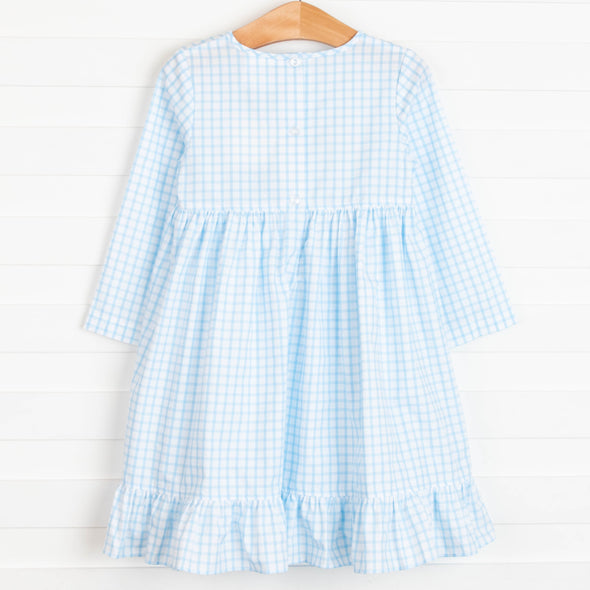 Santa's Helpers Applique Dress, Blue