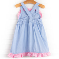 Time for Tulips Applique Dress, Blue