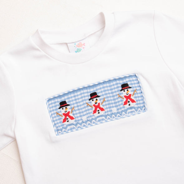 Let It Snow Smocked Pant Set, Blue
