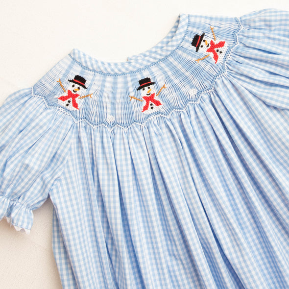Let It Snow Smocked Dress, Blue