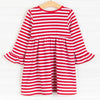 Rudy Reindeer Applique Dress, Red Stripe