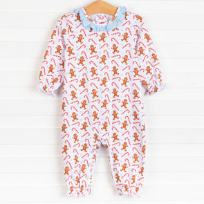 Santa's Cookies Ruffle Romper, White