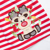 Rudy Reindeer Applique Dress, Red Stripe
