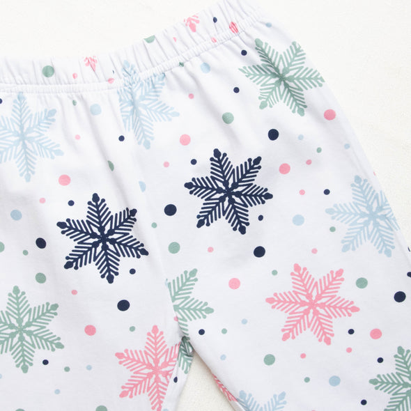 Sweet Snowflakes Ruffle Pant Set, Pink