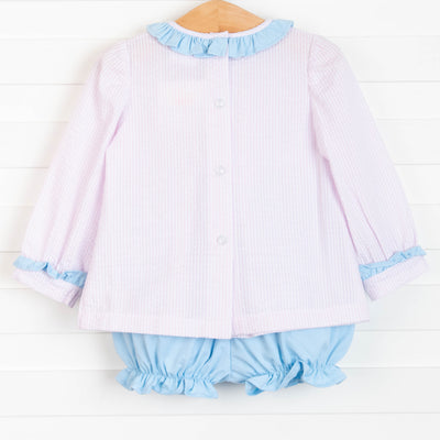 Eloise Seersucker Bloomer Set, Pink
