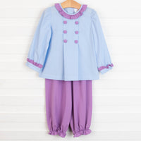 Eloise Gingham Pant Set, Purple