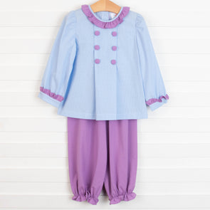 Eloise Gingham Pant Set, Purple