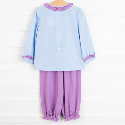 Eloise Gingham Pant Set, Purple