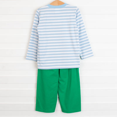 Turtle-y Cute Applique Pant Set, Green