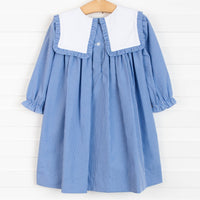 Elise Bib Dress, Blue Check