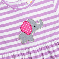 Elephant-astic Applique Romper, Purple
