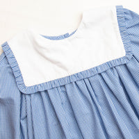 Elise Bib Dress, Blue Check