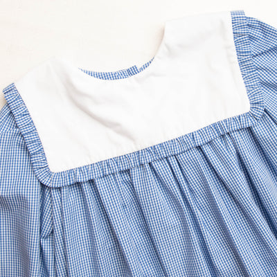 Elise Bib Dress, Blue Check