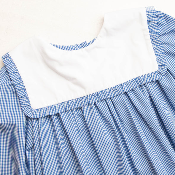Elise Bib Dress, Blue Check