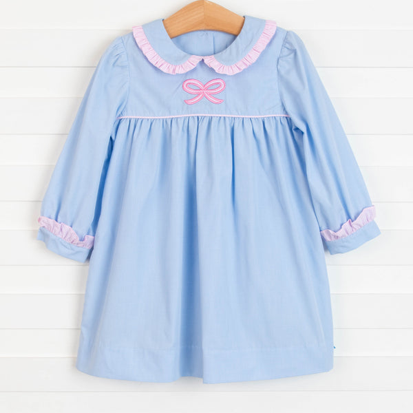 Bow Applique Dress, Blue