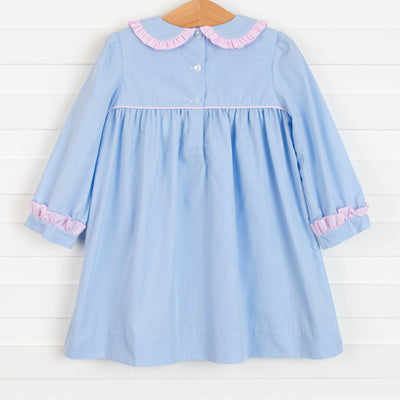 Bow Applique Dress, Blue