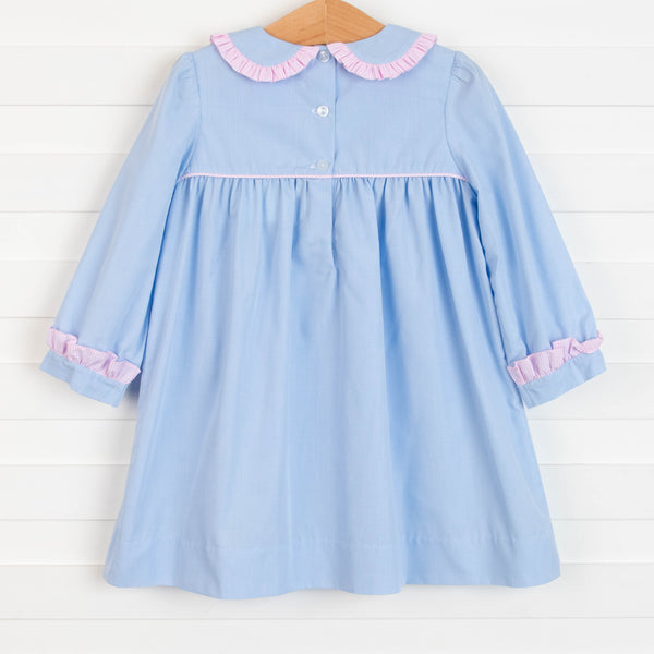 Bow Applique Dress, Blue