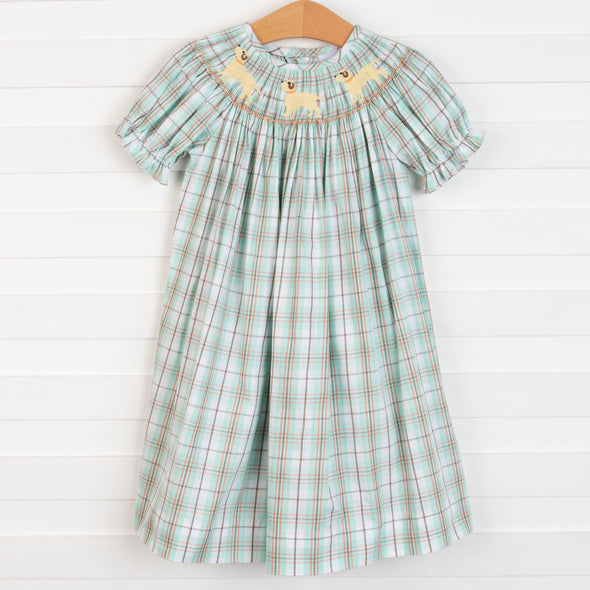 Paw-some Smocked Dress, Green