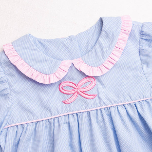 Bow Applique Dress, Blue