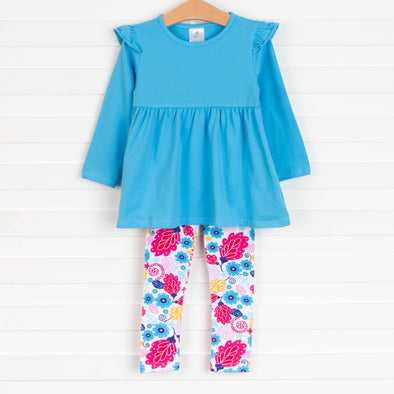 Flower Shop Legging Set, Blue