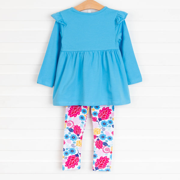 Flower Shop Legging Set, Blue