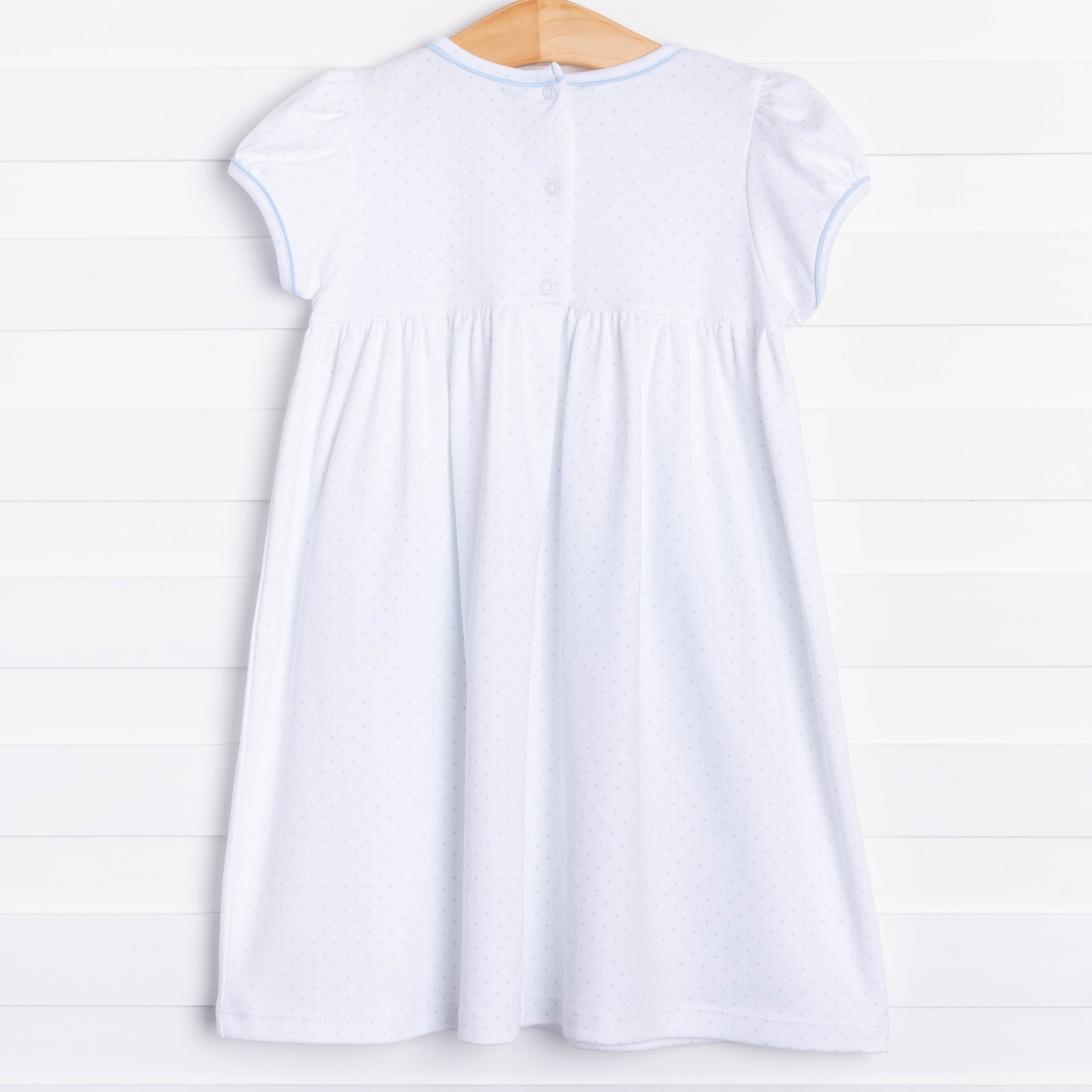 Girl's Macy Pima Popover Dress with Pockets in Blue size 18M | Stitchy Fish Girl's Macy Pima Popover Dress with Pockets in Blue size 18M | Stitchy Fish