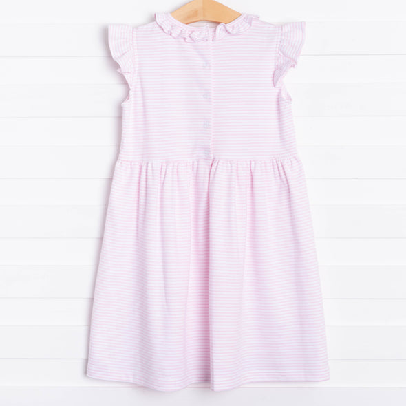 Aurora Angel Sleeve Pima Dress, Pink Stripe