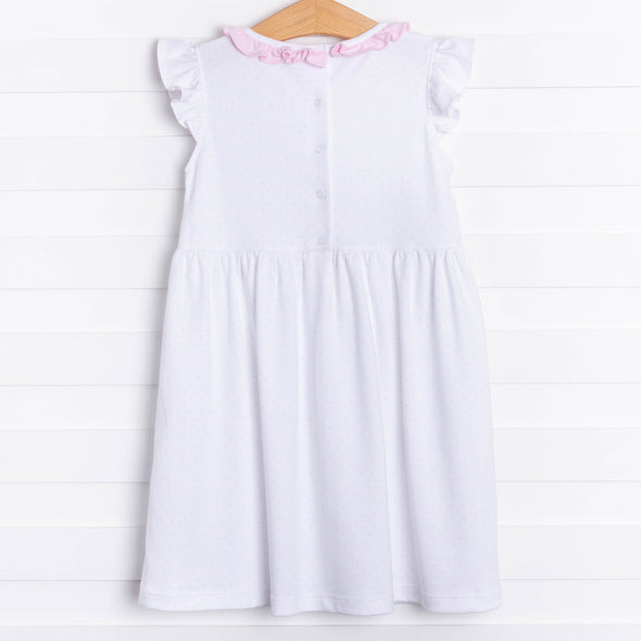 Aurora Angel Sleeve Pima Dress, Pink MicroDot