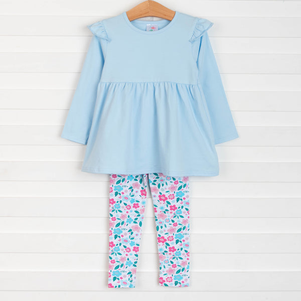 Tara Floral Tunic Set, Light Blue