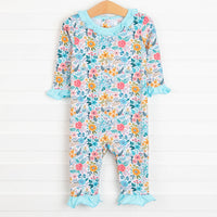 Rylie Romper, Aqua Floral