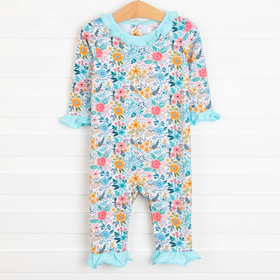 Rylie Romper, Aqua Floral