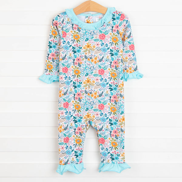 Rylie Romper, Aqua Floral