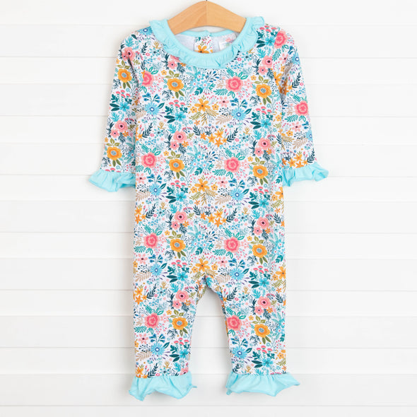 Rylie Romper, Aqua Floral