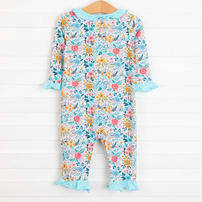 Rylie Romper, Aqua Floral